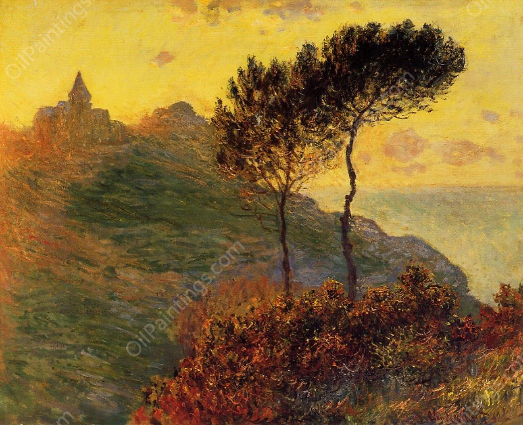 The Church at Varengeville, Against the Sunset by Claude Monet - Hand-Painted Oil Painting Reproduction