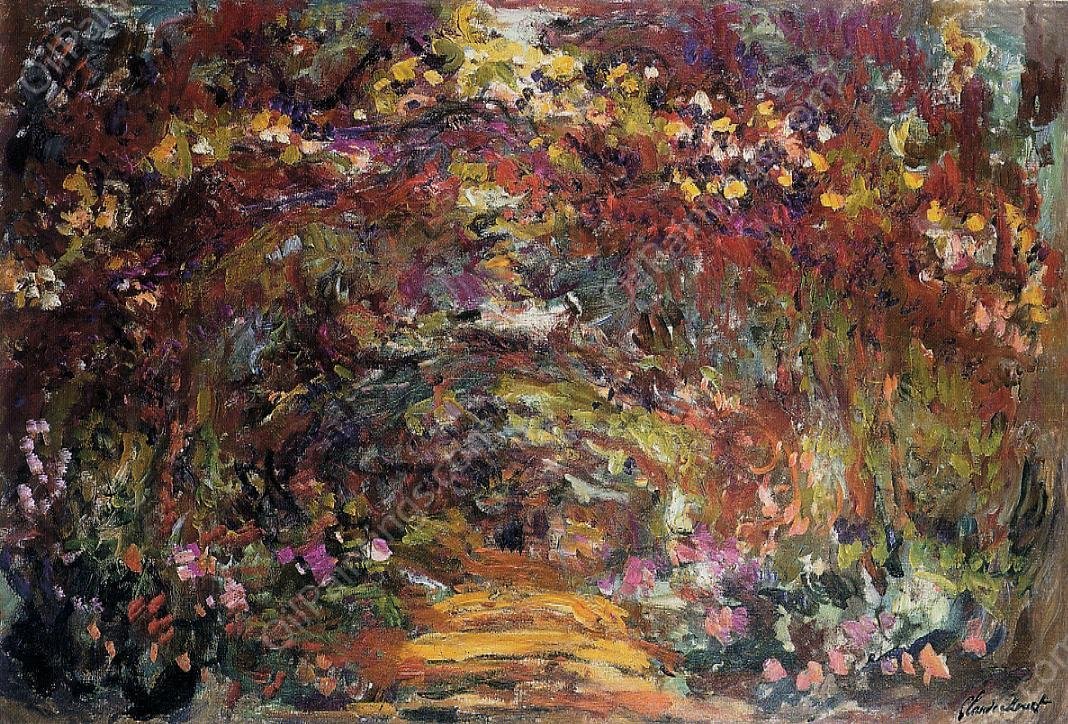 The Path under the Rose Trellises, Giverny by Claude Monet - Hand-Painted Oil Painting Reproduction