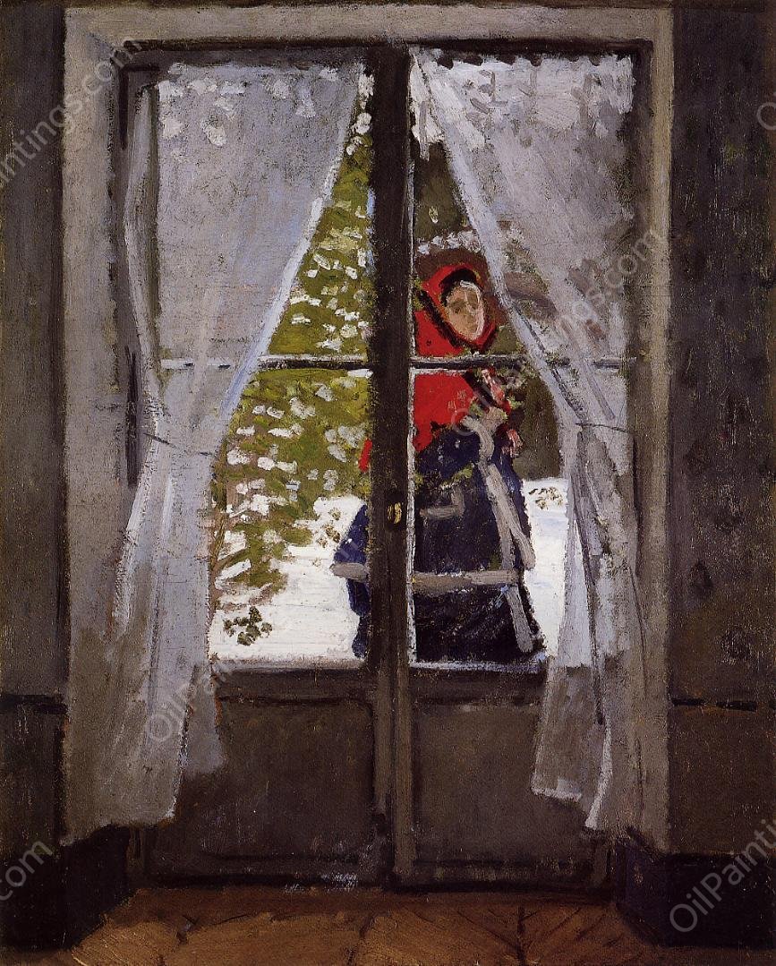 The Red Kerchief, Portrait of Madame Monet by Claude Monet - Hand-Painted Oil Painting Reproduction