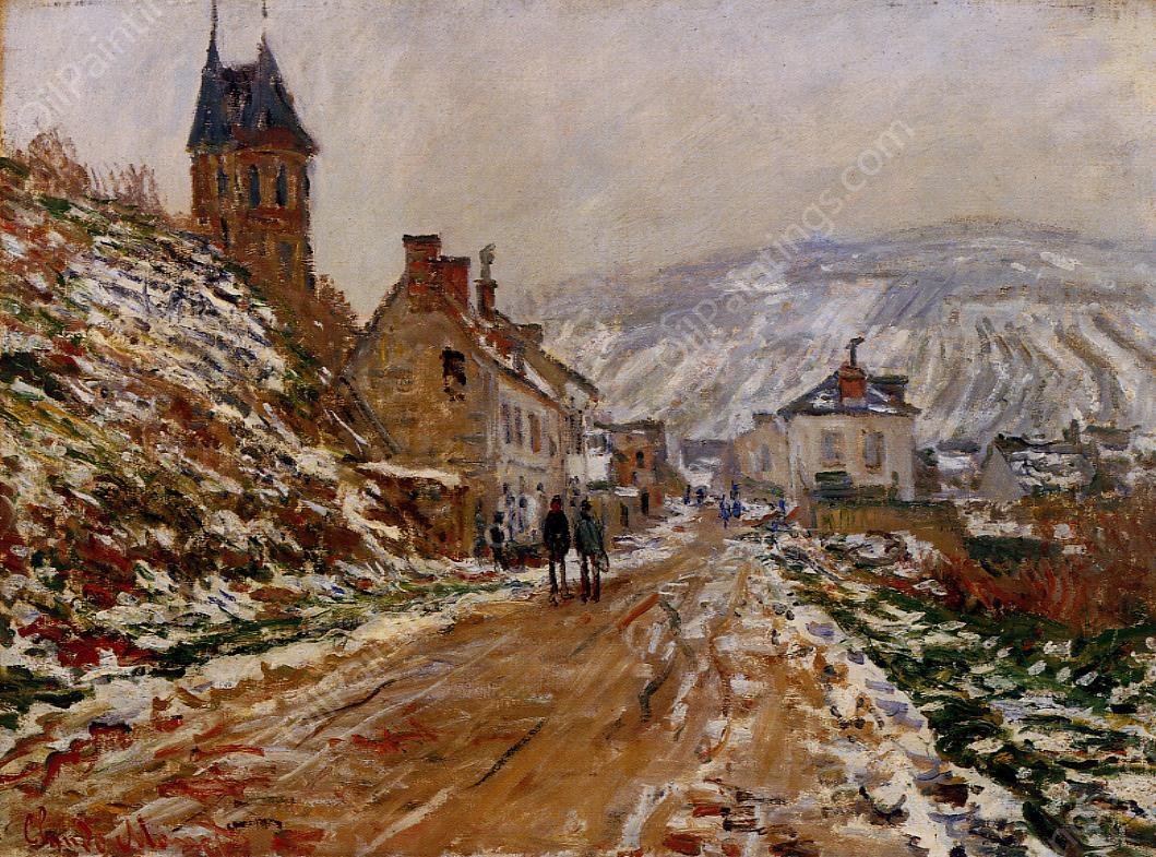 The Road in Vetheuil in Winter by Claude Monet - Hand-Painted Oil Painting Reproduction