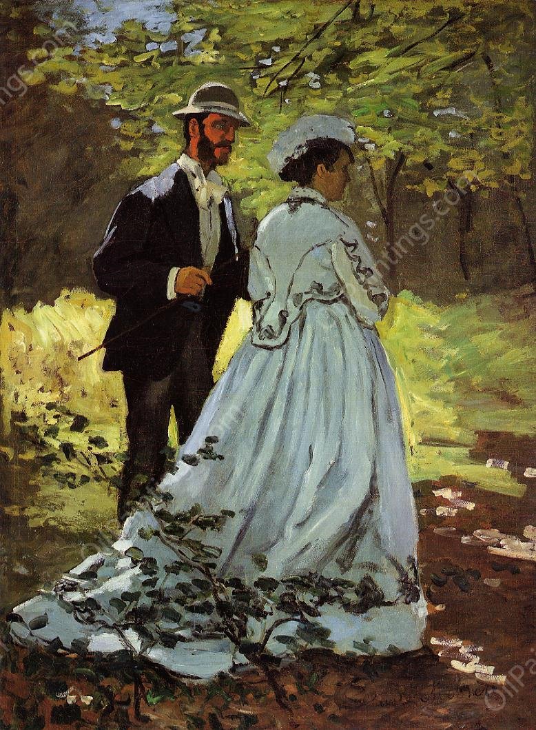 The Strollers (study for 'Luncheon on the Grass' by Claude Monet - Hand-Painted Oil Painting Reproduction