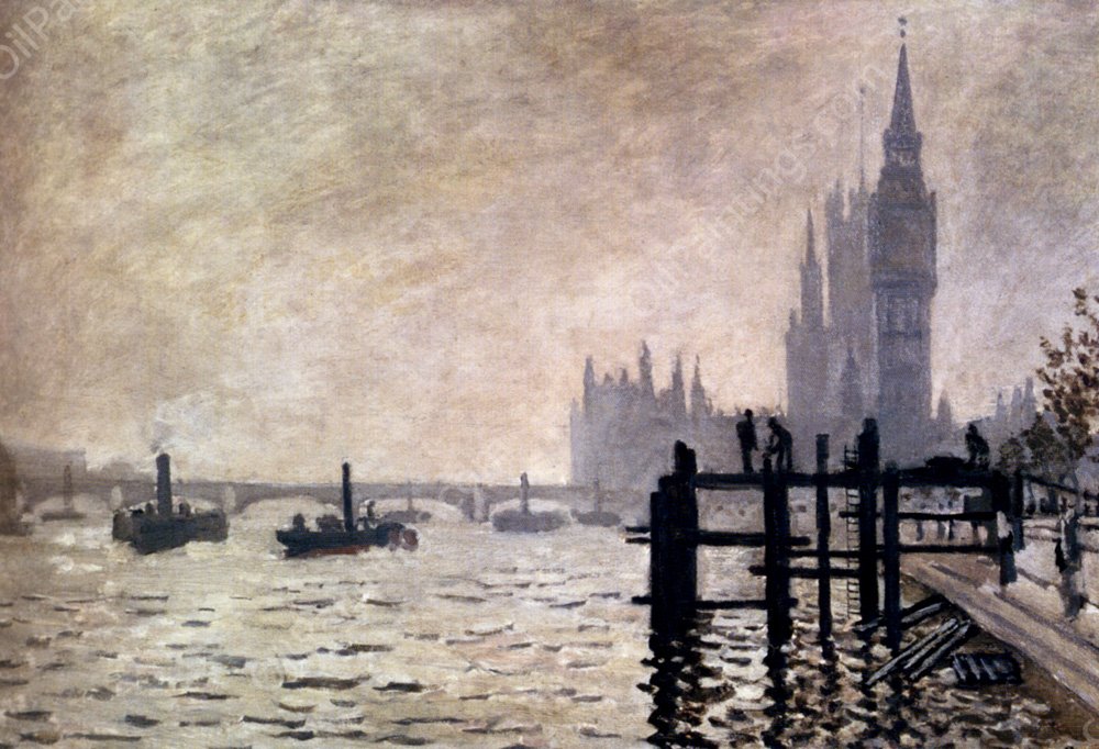 The Thames and the Houses of Parliament by Claude Monet - Hand-Painted Oil Painting Reproduction