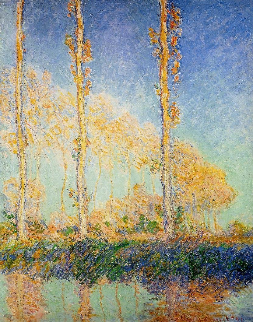 Three Poplar Trees in the Autumn by Claude Monet - Hand-Painted Oil Painting Reproduction