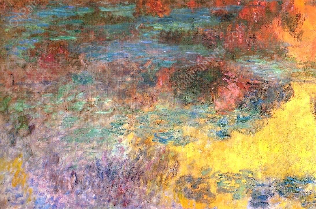 Water-Lily Pond, Evening Left Panel by Claude Monet - Hand-Painted Oil Painting Reproduction