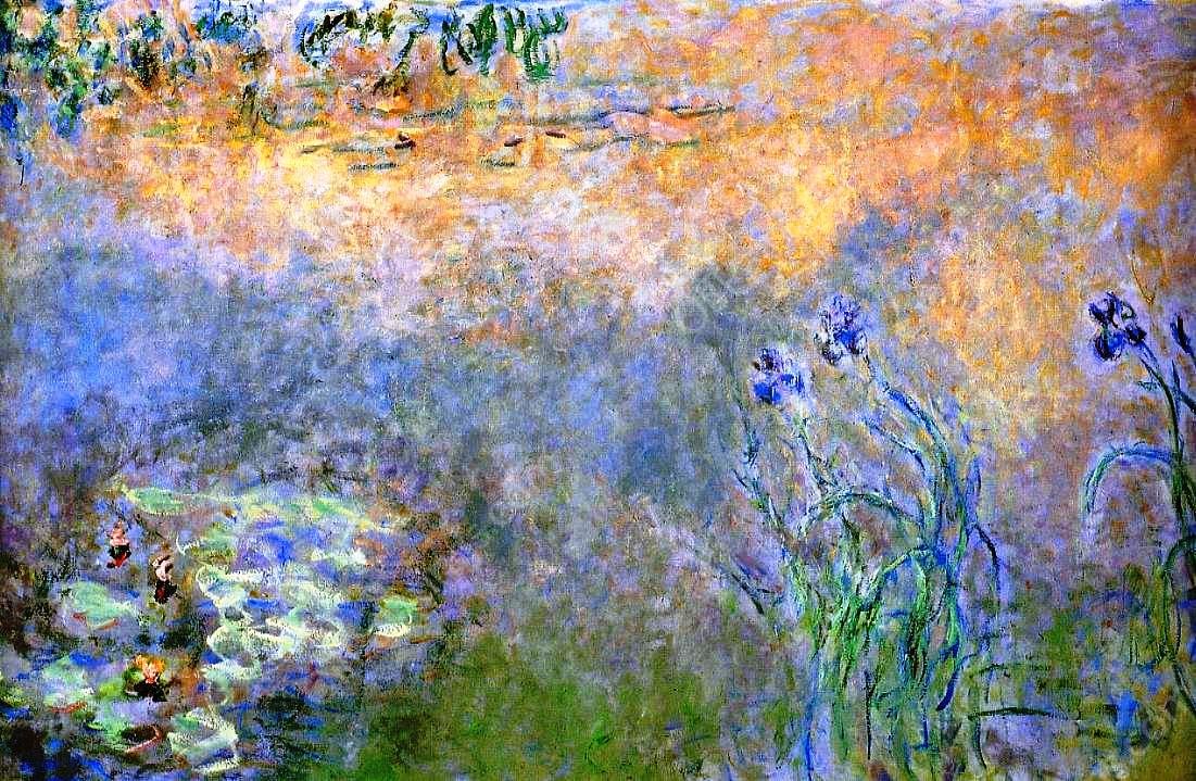 Water-Lily Pond with Irises by Claude Monet - Hand-Painted Oil Painting Reproduction