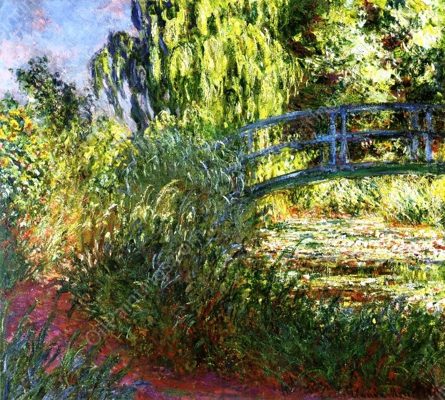 Waterlily Pond and Path by the Water by Claude Monet - Hand-Painted Oil Painting Reproduction