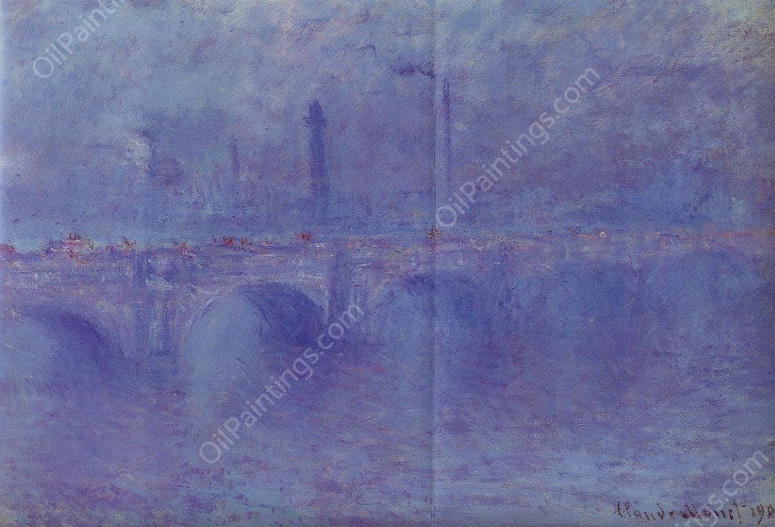 Waterloo Bridge, Fog Effect by Claude Monet - Hand-Painted Oil Painting Reproduction