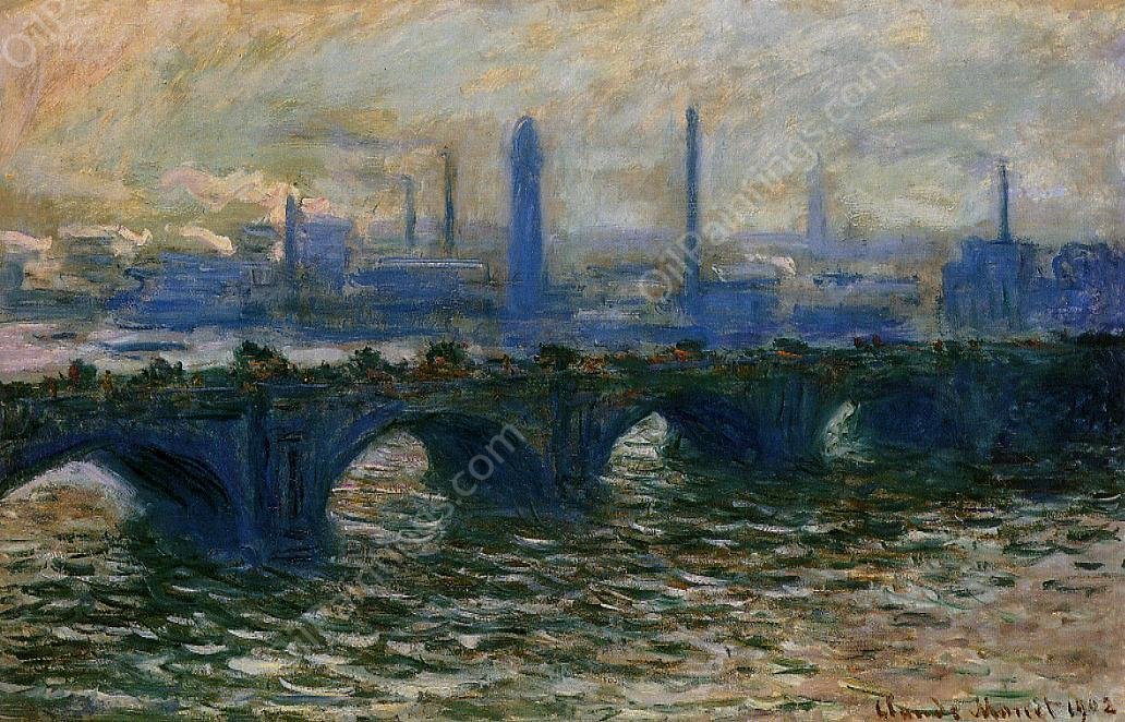 Waterloo Bridge, Misty Morning by Claude Monet - Hand-Painted Oil Painting Reproduction
