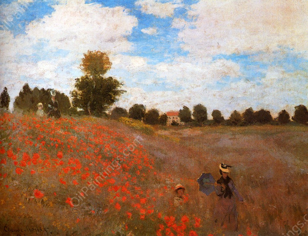 Wild Poppies, Near Argenteuil by Claude Monet - Hand-Painted Oil Painting Reproduction