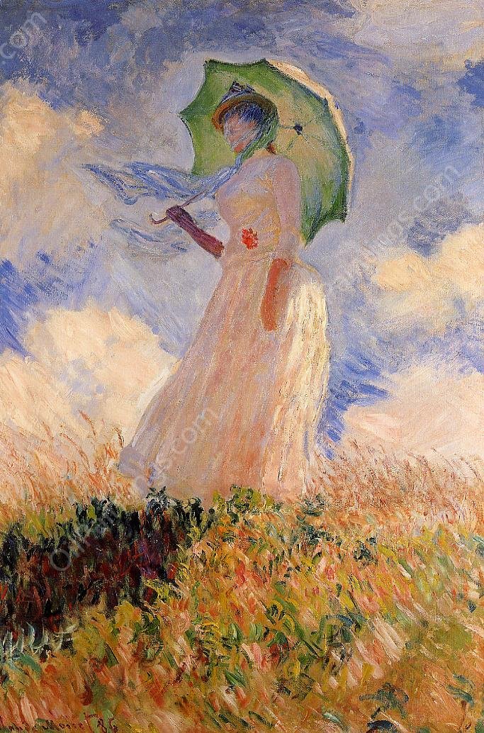 Woman with a Parasol  by Claude Monet - Hand-Painted Oil Painting Reproduction