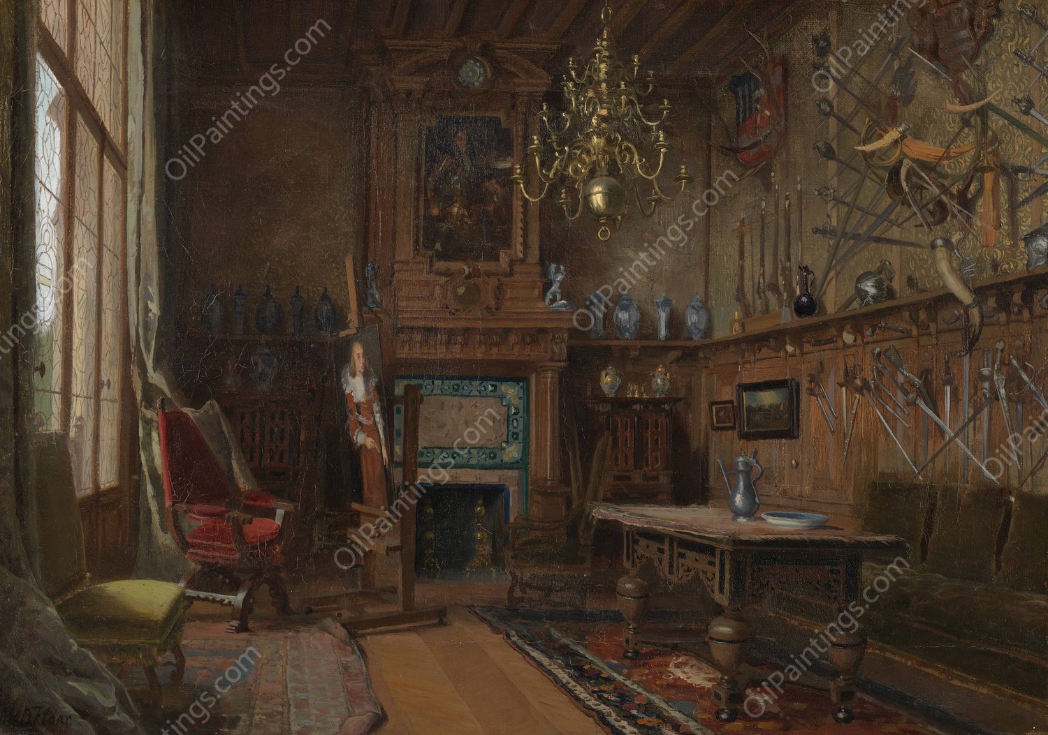 Het atelier in de villa van het echtpaar Willet-Holthuysen te Le Vesinet  by Coen Metzelaar - Hand-Painted Oil Painting Reproduction