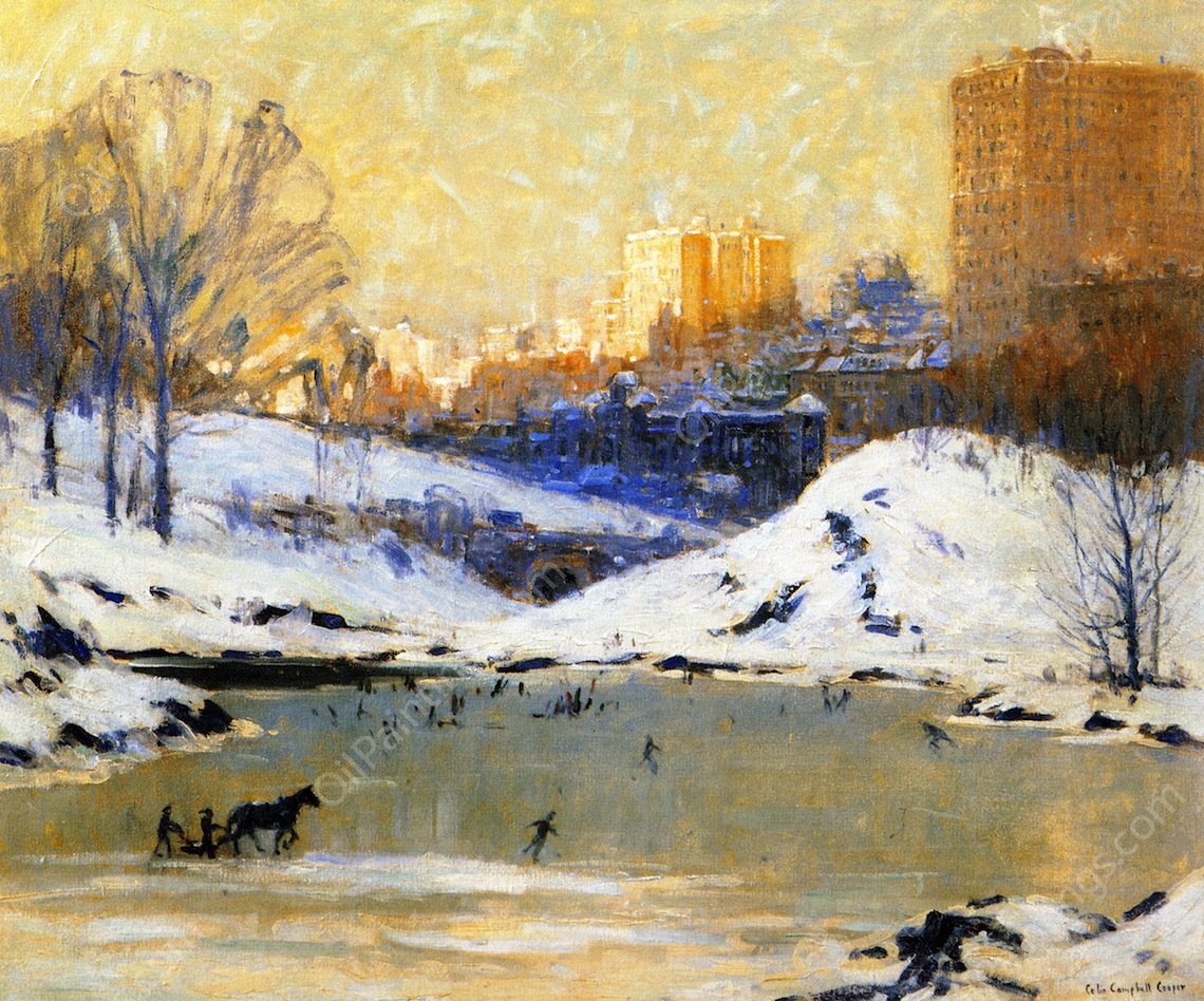 Central Park in Winter by Colin Campbell Cooper - Hand-Painted Oil Painting Reproduction