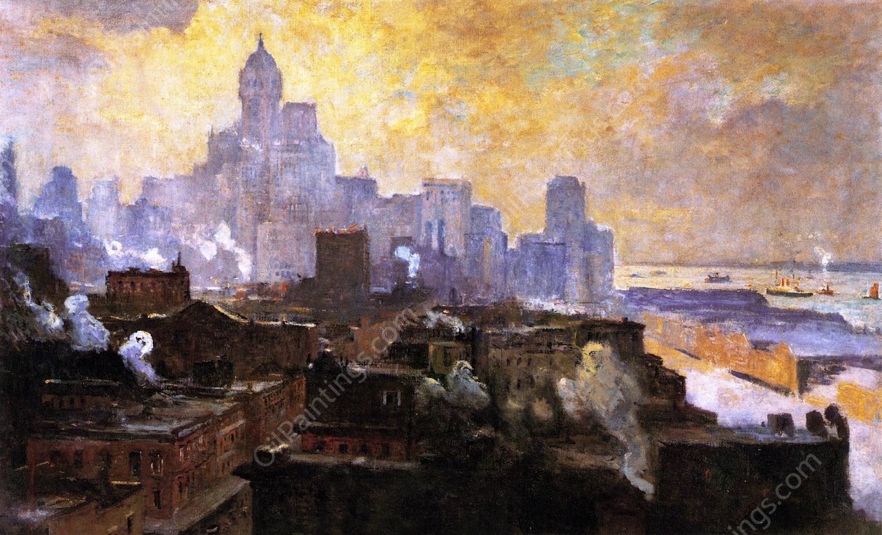 Mountains of Manhattan by Colin Campbell Cooper - Hand-Painted Oil Painting Reproduction