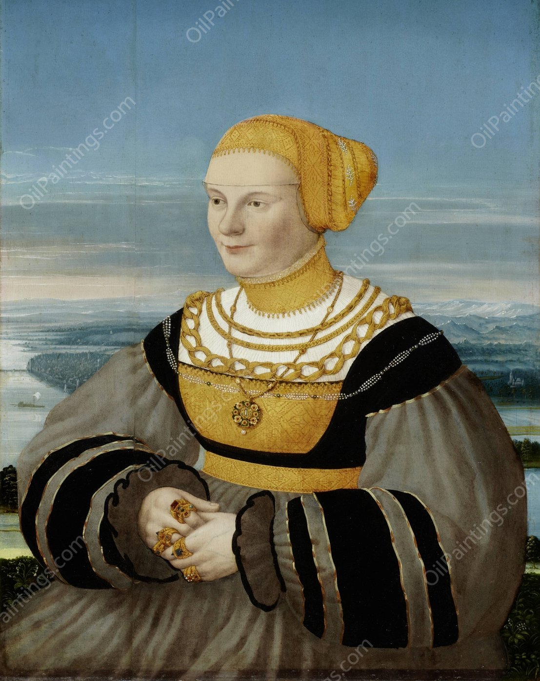 Portrait of Anna von Holzhausen, nee Ratzeburg  by Conrad Faber Von Kreuznach - Hand-Painted Oil Painting Reproduction