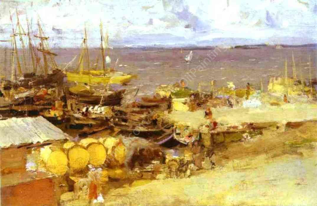 Arkhangelsk Port on Dvina by Constantin Alexeevich Korovin - Hand-Painted Oil Painting Reproduction