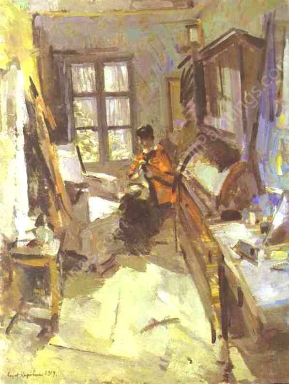 In a Room by Constantin Alexeevich Korovin - Hand-Painted Oil Painting Reproduction