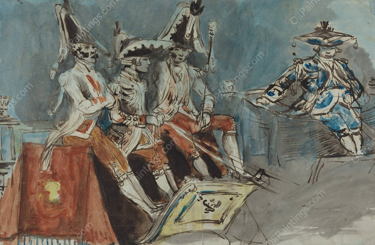 Coachmen by Constantin Guys - Hand-Painted Oil Painting Reproduction