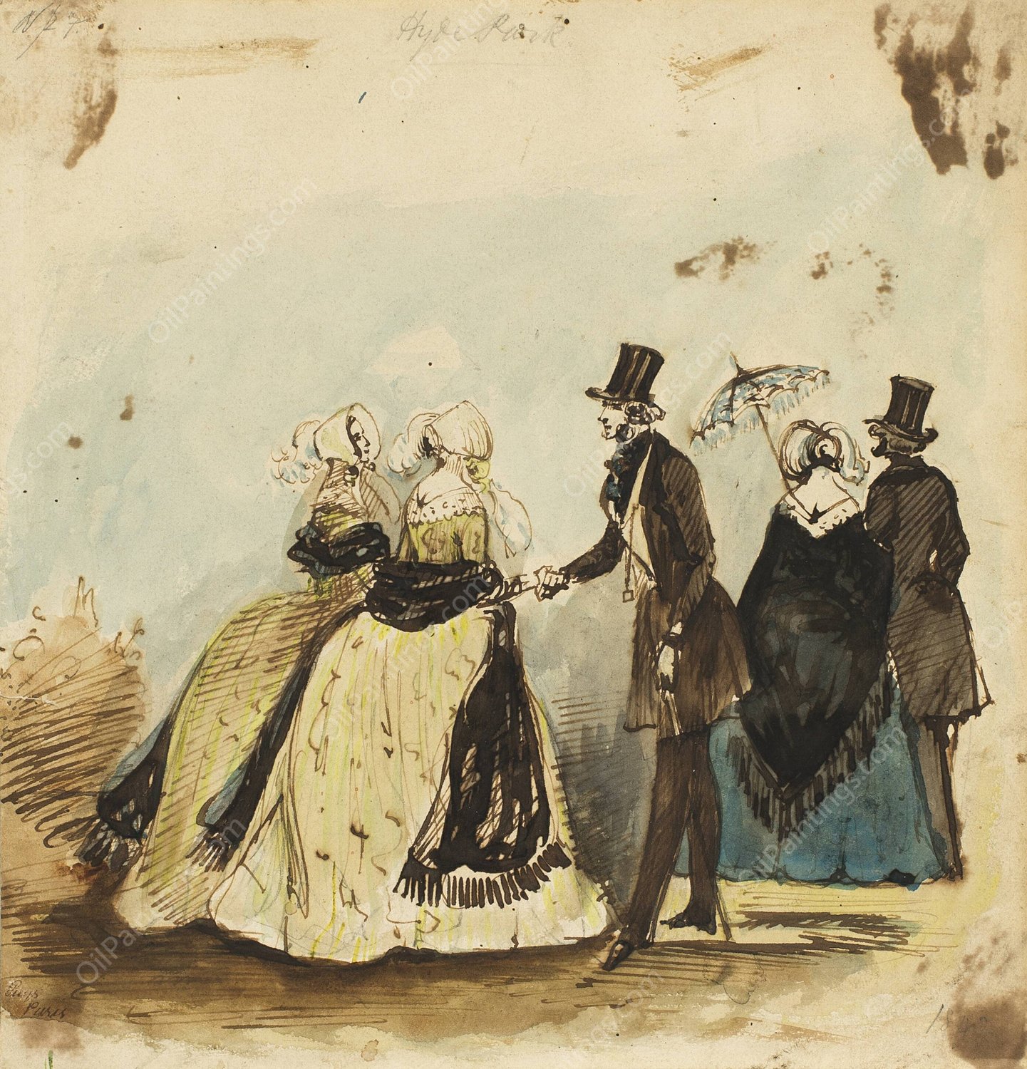 Hyde Park by Constantin Guys - Hand-Painted Oil Painting Reproduction