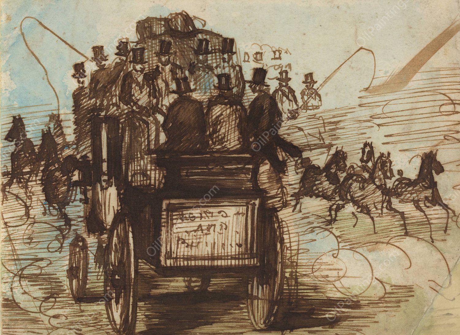 The Brighton Coach by Constantin Guys - Hand-Painted Oil Painting Reproduction