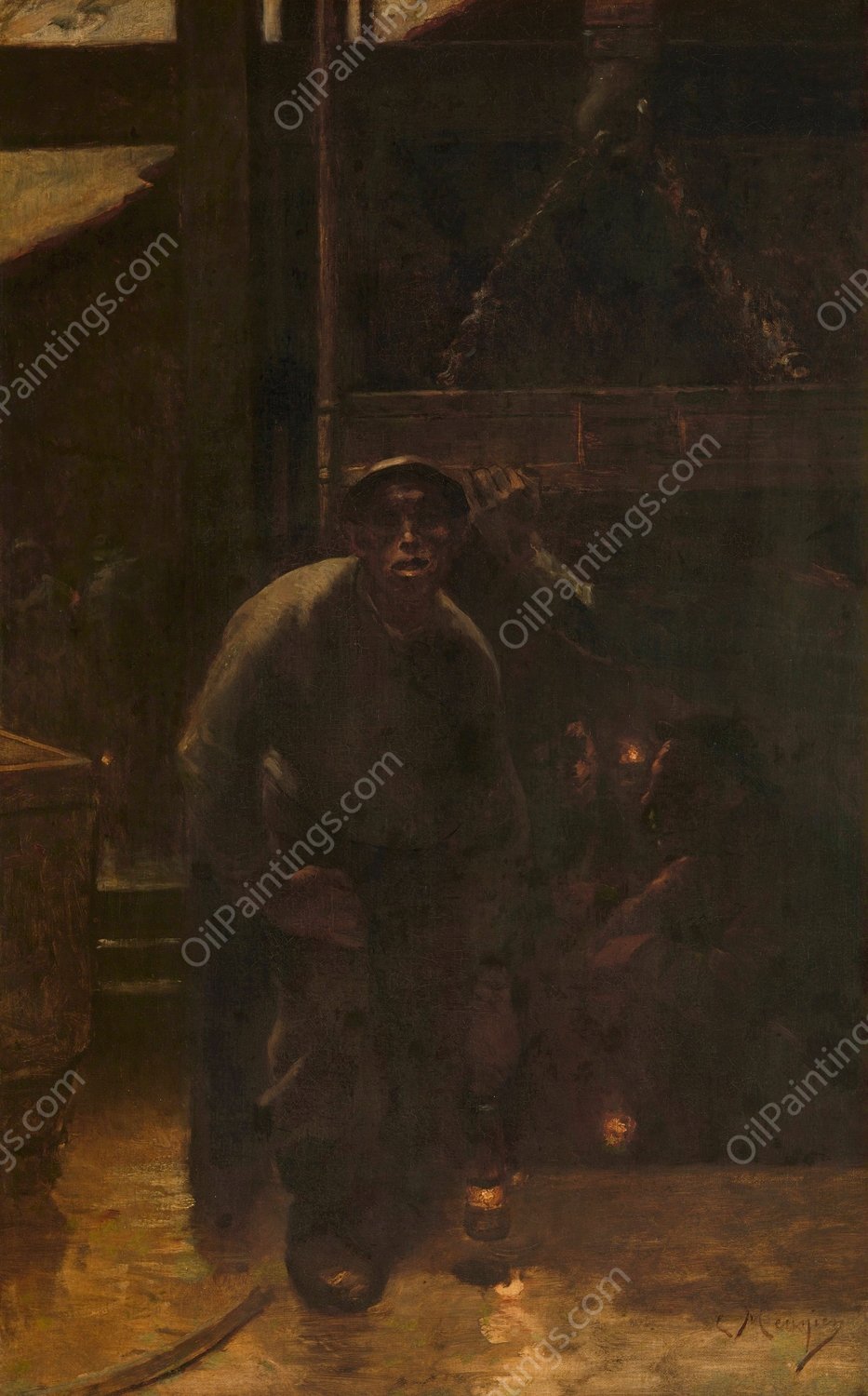 The Pithead by Constantin Meunier - Hand-Painted Oil Painting Reproduction