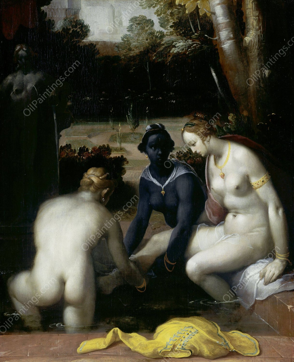 Bathsheba at her Toilet  by Cornelis Cornelisz Van Haarlem - Hand-Painted Oil Painting Reproduction