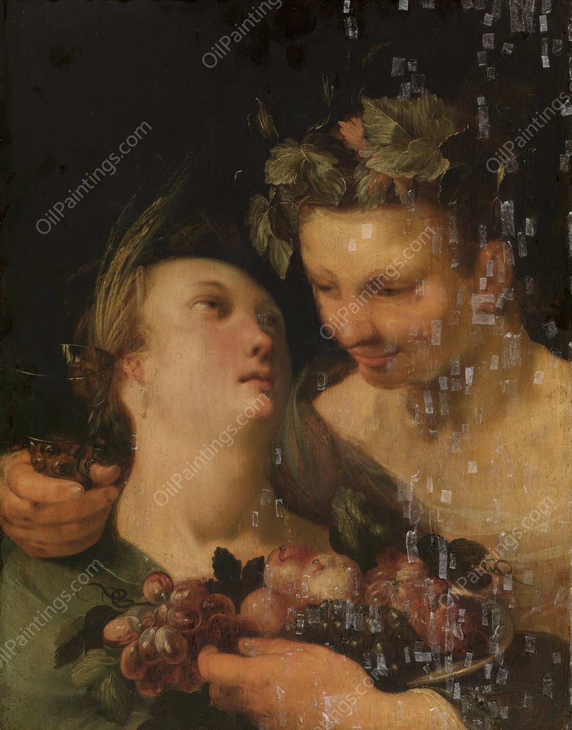 Ceres and Bacchus by Cornelis Cornelisz Van Haarlem - Hand-Painted Oil Painting Reproduction