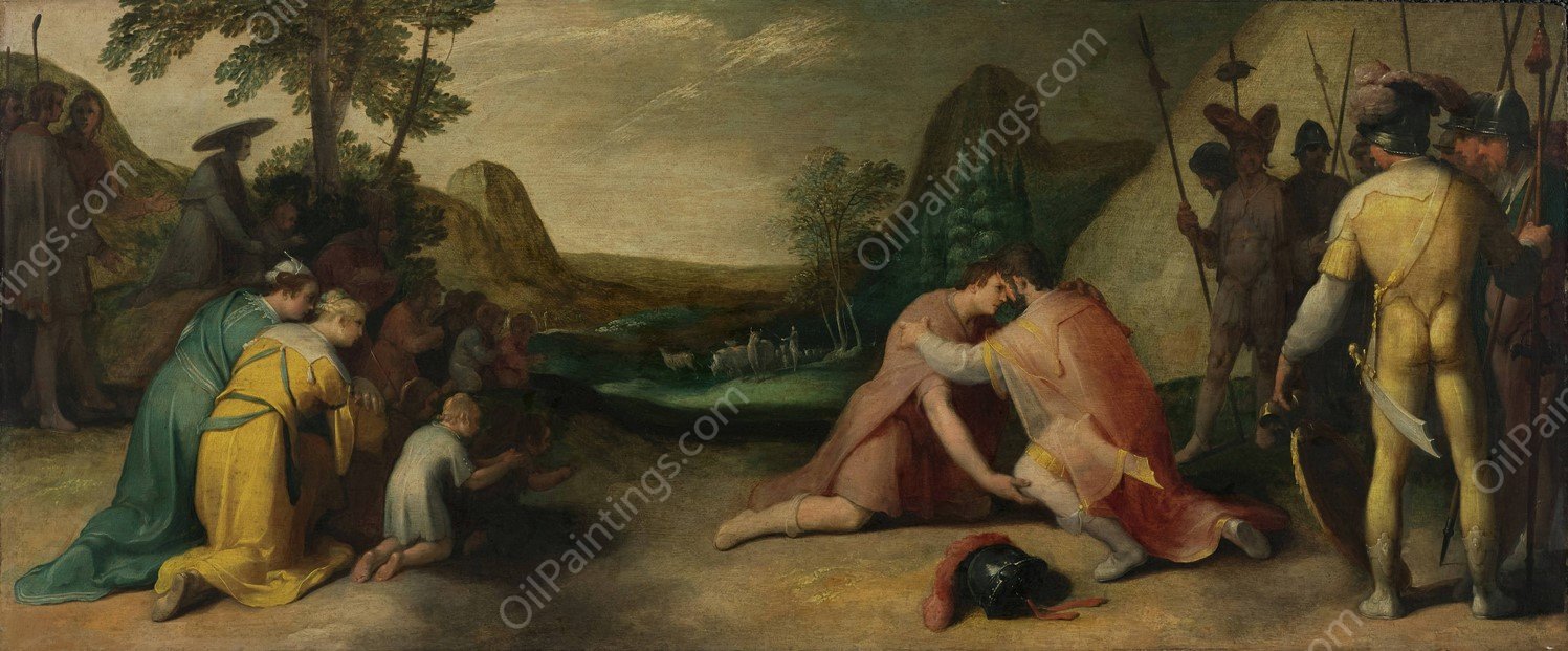 Meeting of Jacob and Esau  by Cornelis Cornelisz Van Haarlem - Hand-Painted Oil Painting Reproduction