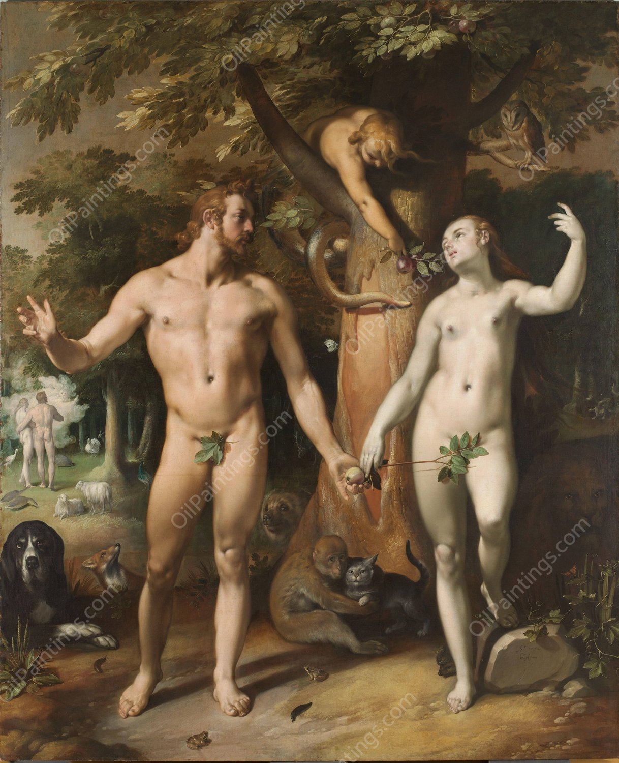 The Fall of Man  by Cornelis Cornelisz Van Haarlem - Hand-Painted Oil Painting Reproduction