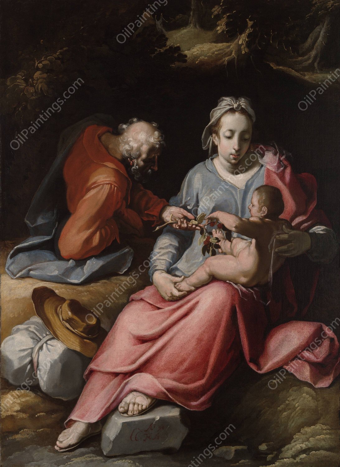 The Holy Family  by Cornelis Cornelisz Van Haarlem - Hand-Painted Oil Painting Reproduction