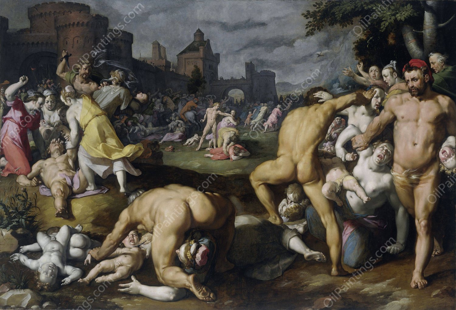 The Massacre of the Innocents  by Cornelis Cornelisz Van Haarlem - Hand-Painted Oil Painting Reproduction