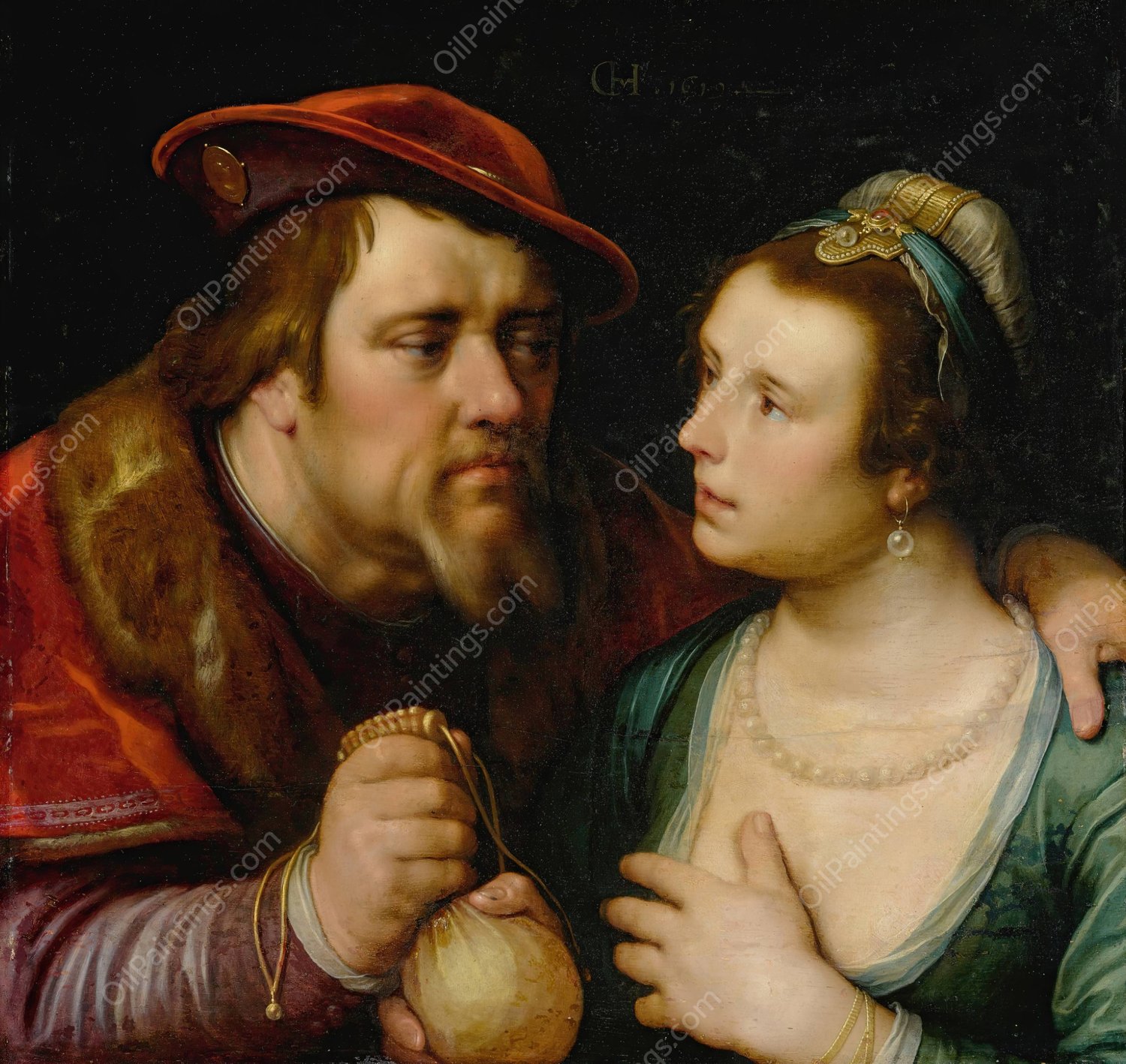 The Unequal Lovers  by Cornelis Cornelisz Van Haarlem - Hand-Painted Oil Painting Reproduction