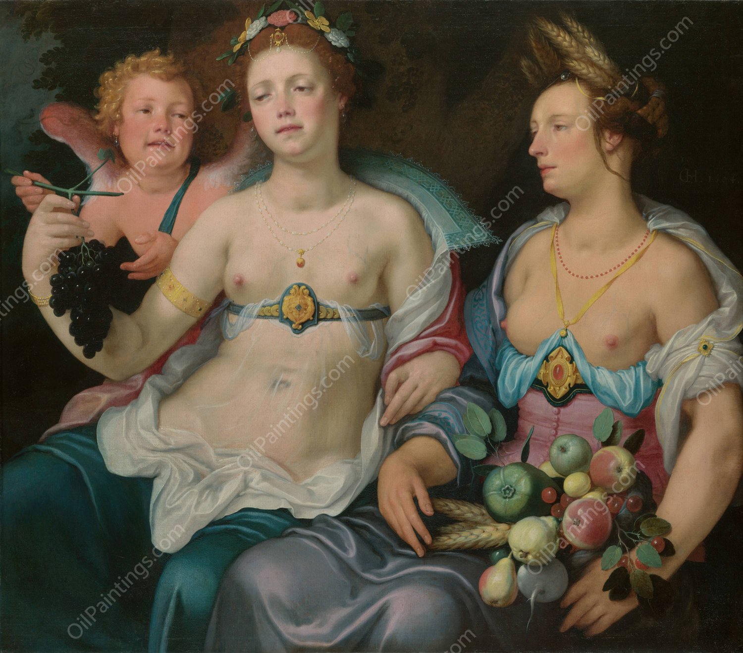 Venus, Cupid and Ceres  by Cornelis Cornelisz Van Haarlem - Hand-Painted Oil Painting Reproduction