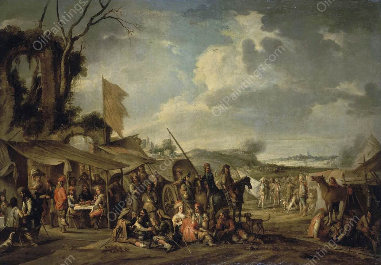 A Camp by the Ruins by Cornelis De Wael - Hand-Painted Oil Painting Reproduction