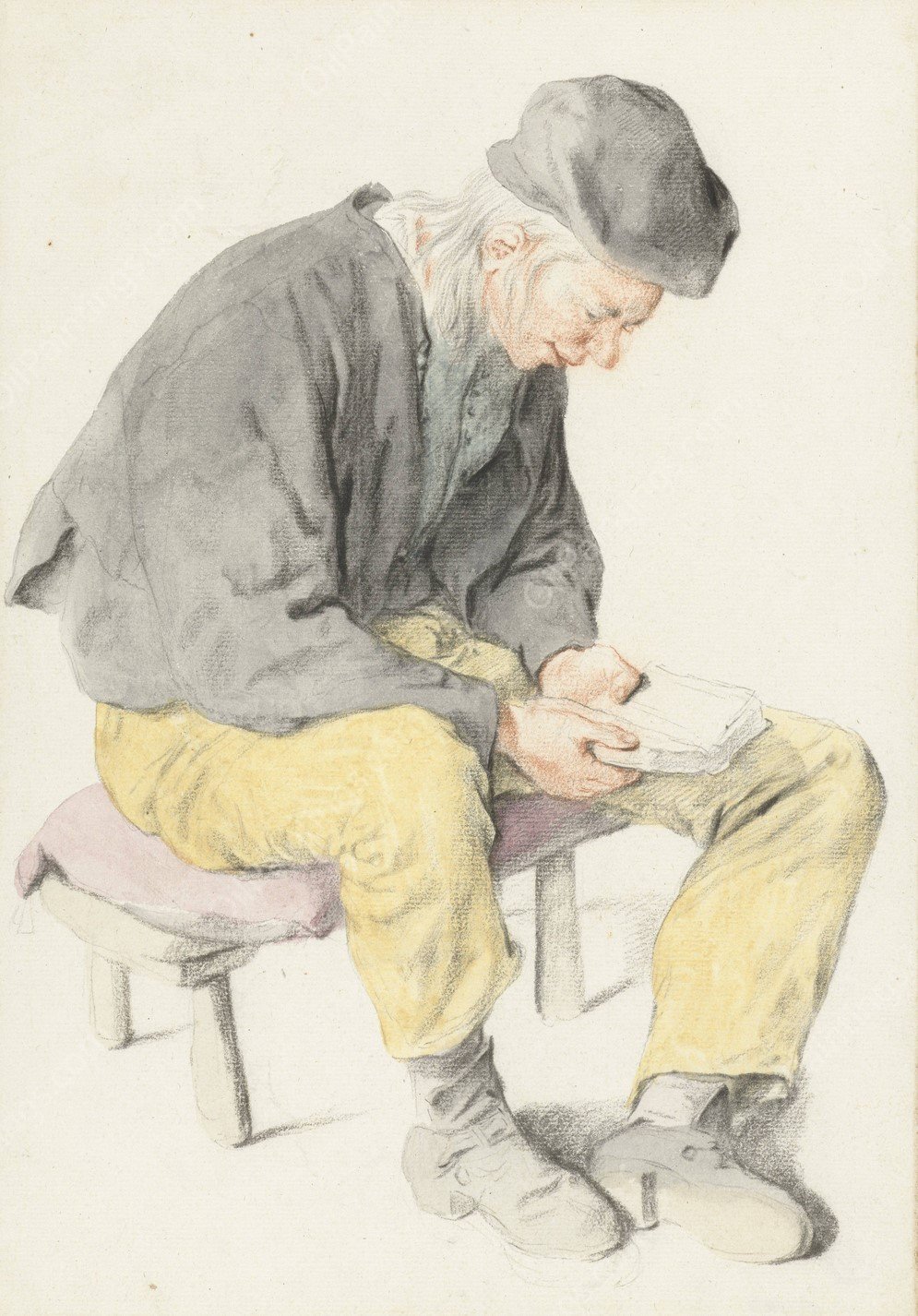 Seated Man Reading, Facing Right  by Cornelis Dusart - Hand-Painted Oil Painting Reproduction