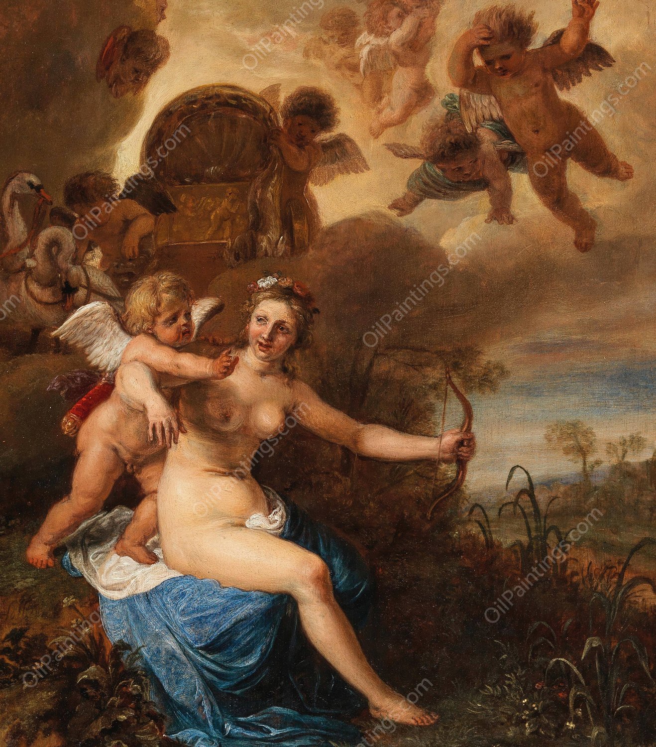 Venus Taking Away Cupid's Bow by Cornelis Holsteyn - Hand-Painted Oil Painting Reproduction