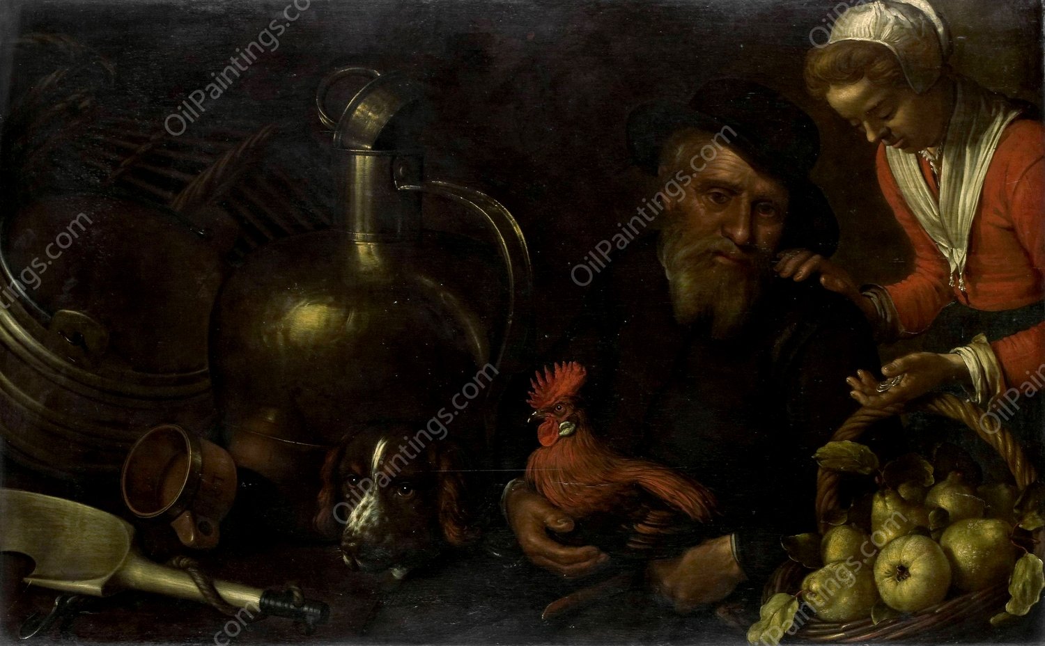 The Poultry Seller  by Cornelis Jacobsz Delff - Hand-Painted Oil Painting Reproduction