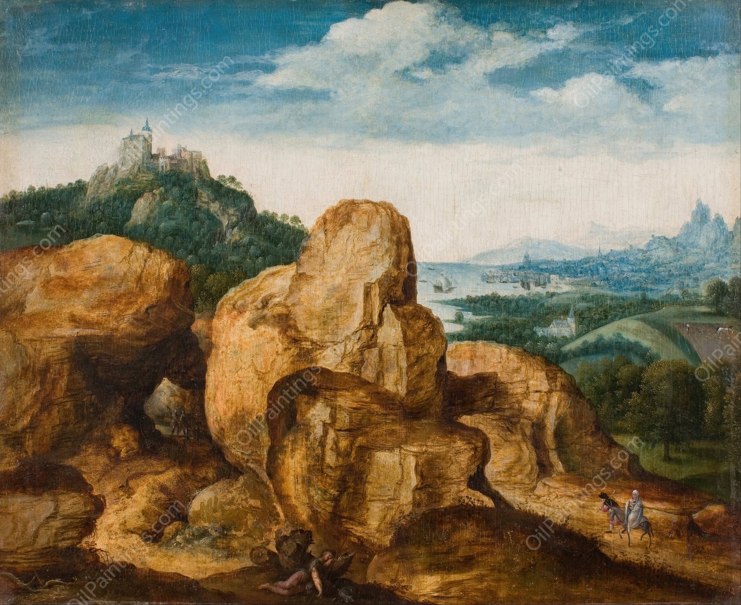 Landscape with the Flight to Egypt  by Cornelis Massijs - Hand-Painted Oil Painting Reproduction