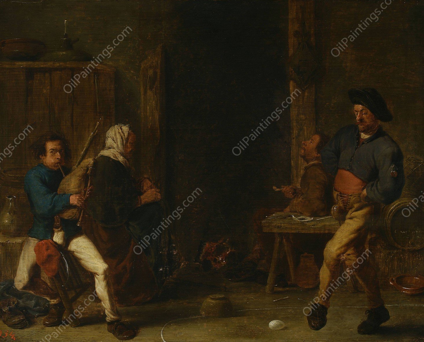 Scene in a tavern  by Cornelis Saftleven - Hand-Painted Oil Painting Reproduction