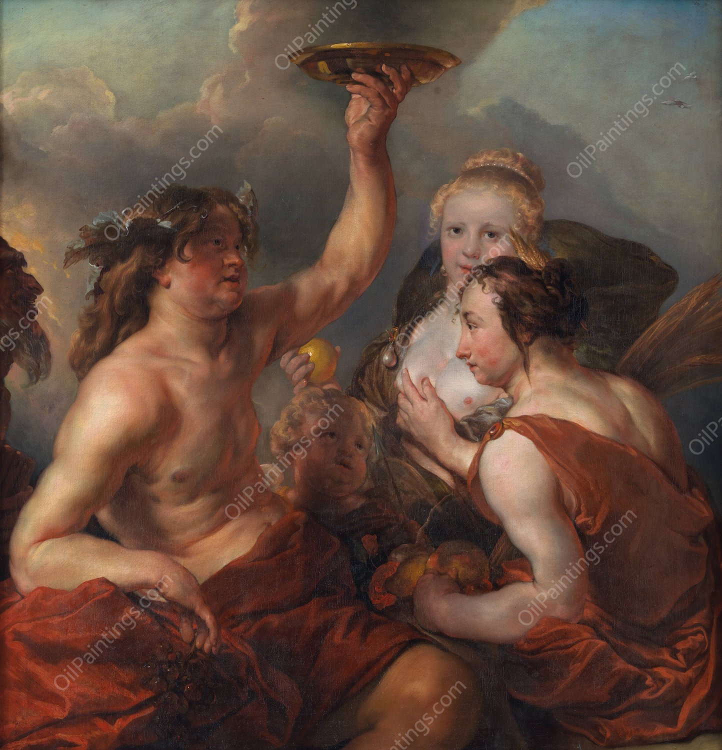 Bacchus, Ceres and Venus  by Cornelis Schut - Hand-Painted Oil Painting Reproduction
