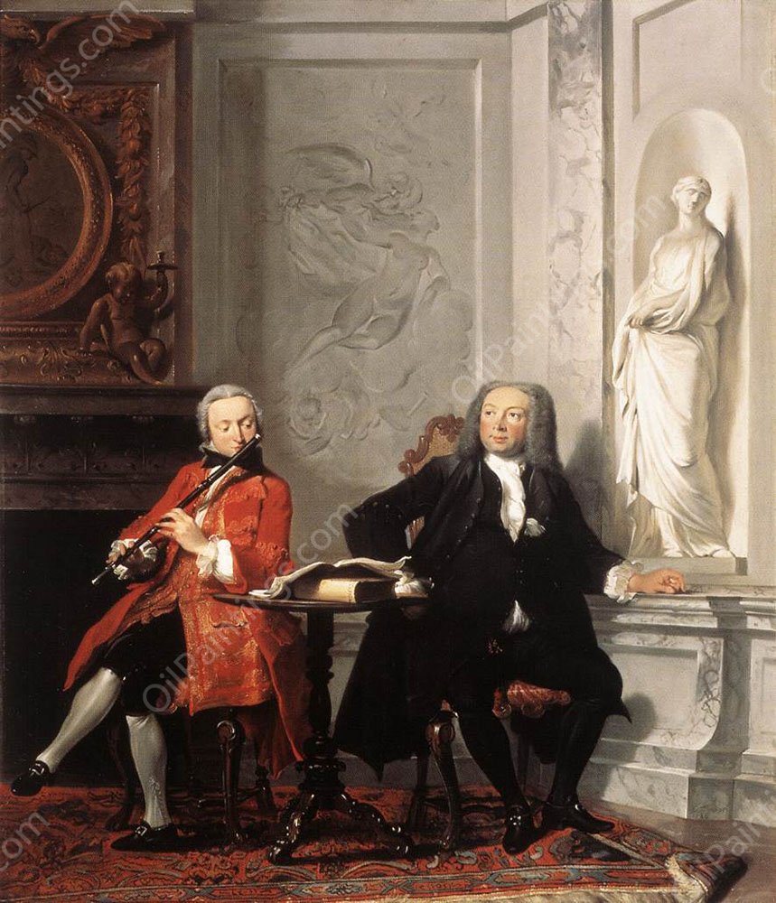 Jeronimus Tonneman and His Son by Cornelis Troost - Hand-Painted Oil Painting Reproduction