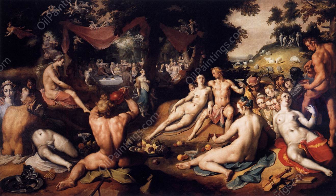 The Wedding of Peleus and Thetis by Cornelis Van Haarlem - Hand-Painted Oil Painting Reproduction