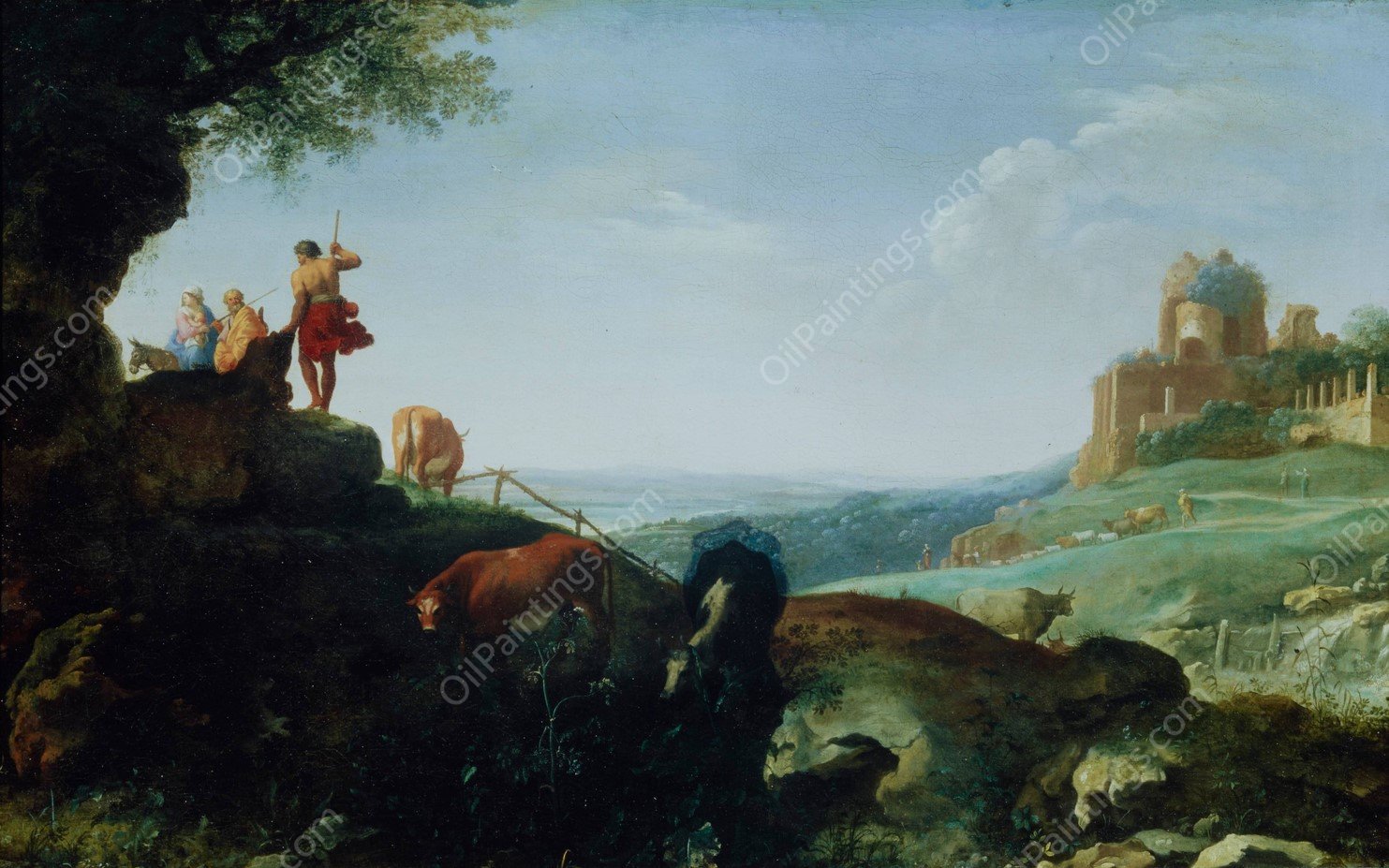 Landscape with the Flight to Egypt by Cornelis Van Poelenburch - Hand-Painted Oil Painting Reproduction