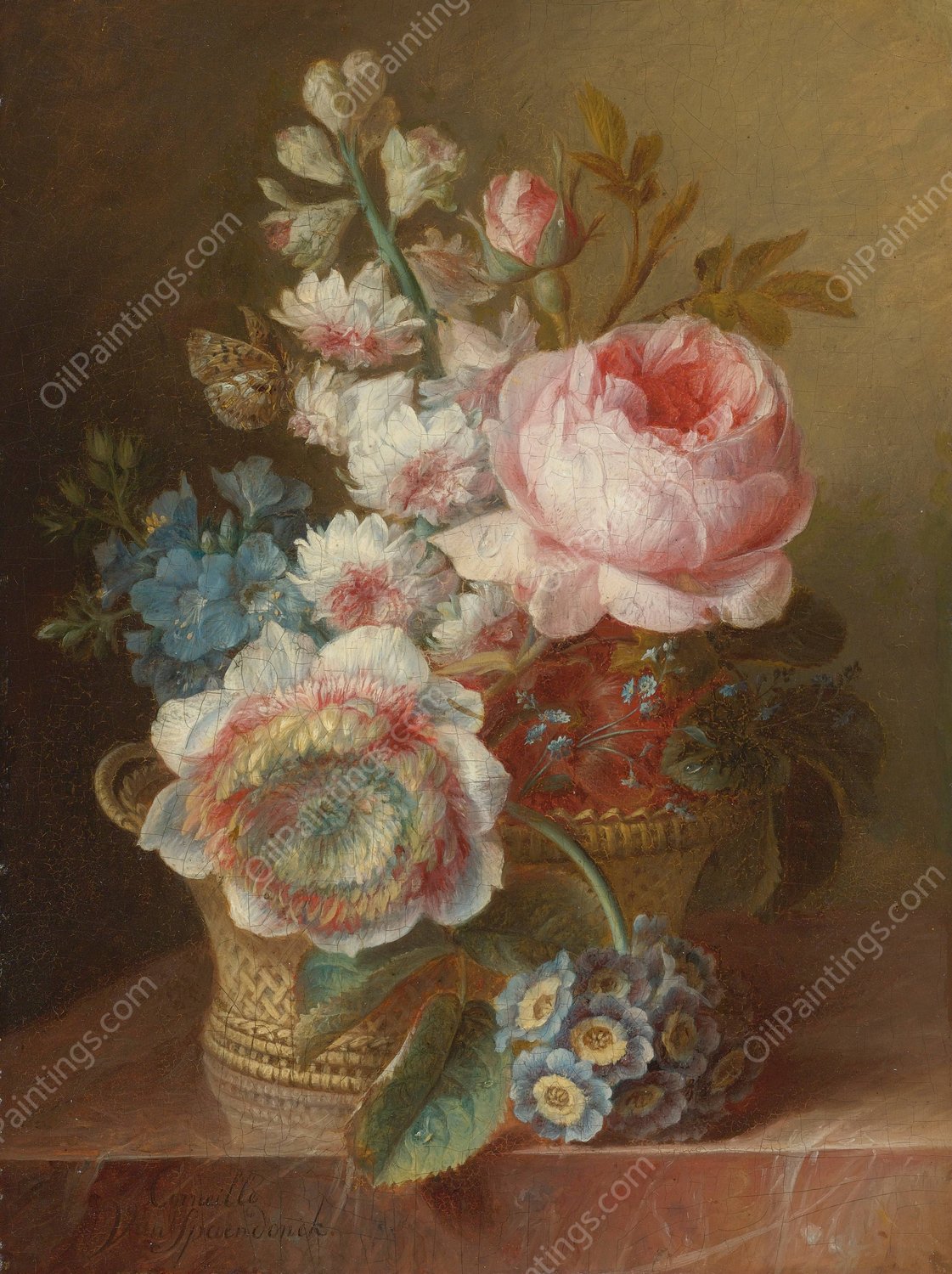 Still Life With Flowers by Cornelis Van Spaendonck - Hand-Painted Oil Painting Reproduction