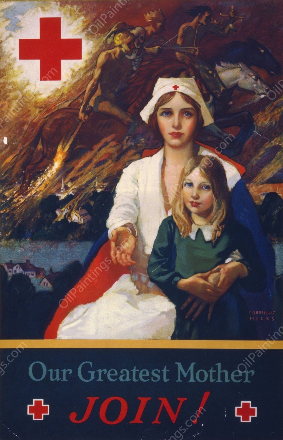 Our greatest mother - join!  by Cornelius Hicks - Hand-Painted Oil Painting Reproduction