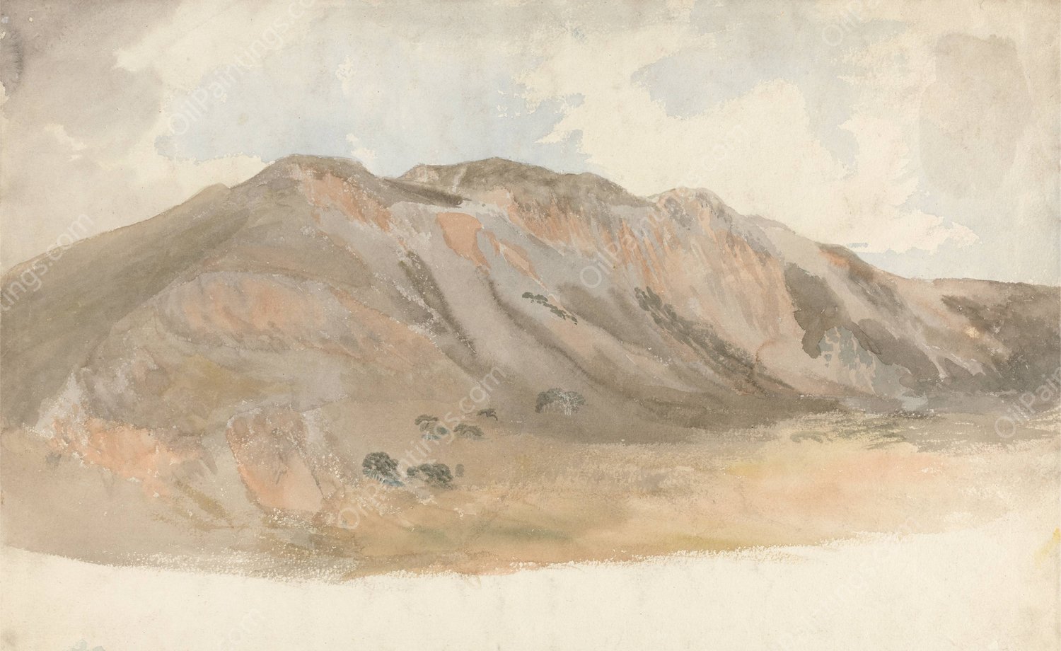 Mountain Landscape, North Wales by Cornelius Varley - Hand-Painted Oil Painting Reproduction