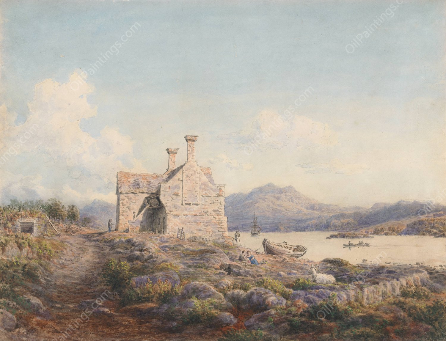 Talsarnau, North Wales  by Cornelius Varley - Hand-Painted Oil Painting Reproduction