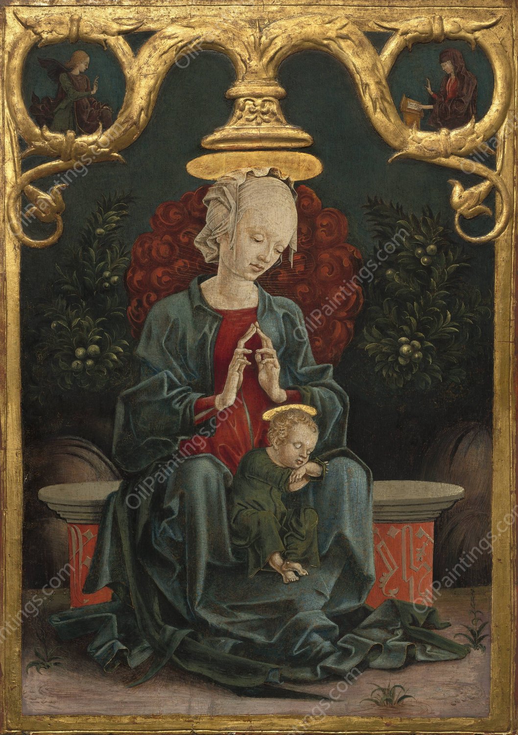 Madonna and Child in a Garden  by Cosme Tura - Hand-Painted Oil Painting Reproduction