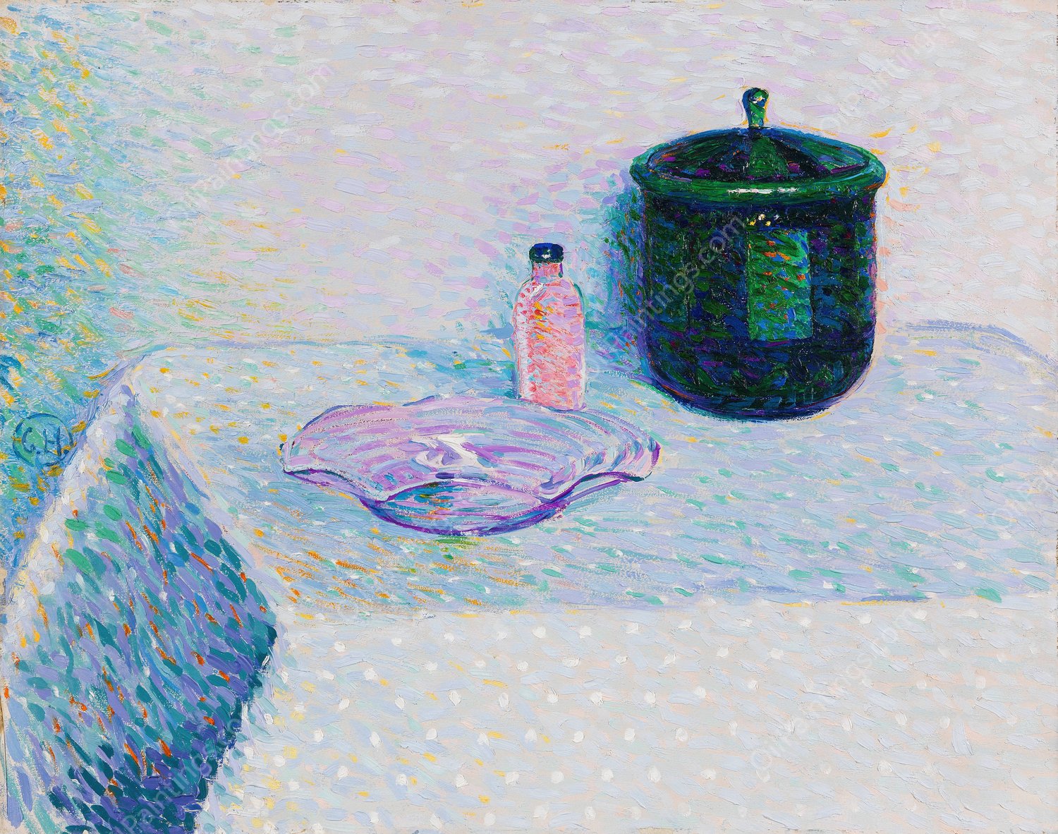 Stillleben mit Schale, Flaschchen und Deckeldose  by Curt Herrmann - Hand-Painted Oil Painting Reproduction