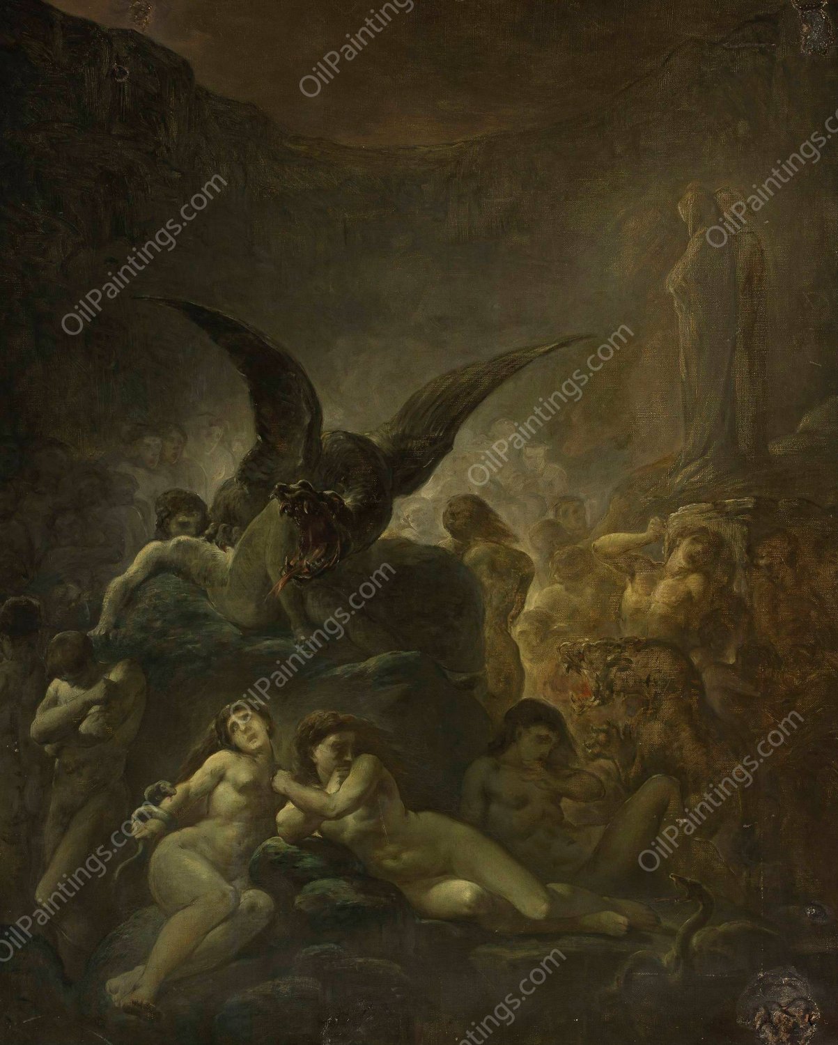 Allegorical scene - from Dante's Inferno by Cyprian Kamil Norwid - Hand-Painted Oil Painting Reproduction