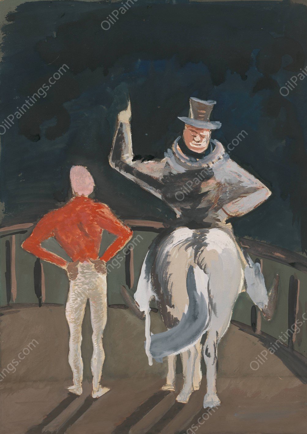 Circus Motif  by Cyprian Majernik - Hand-Painted Oil Painting Reproduction